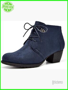Slouchy Ankle Booties - Lace Up Side Zip Low Heel Dress Boots